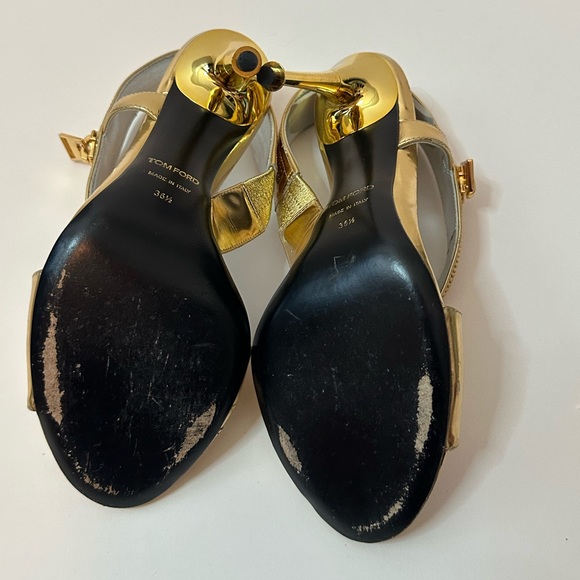 Tom Ford Gold Sling Back Sandal Heels - Picture 5 of 8